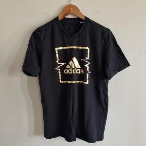 Adidas Men's Tee in Black with Gold Accents